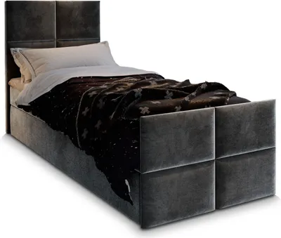 Produktbild von Masseno Boxspringbett ARIEL 100 100x200 cm Komplett-Set mit Bonell Matratze und Topper, Polsterbett mit Bettkästen -Dunkelgrau, PAROS 06