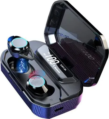 Produktbild von Drahtlose Bluetooth 5.0-Ohrhörer, Eleoption-In-Ear-Headset mit LED-Akku-Display, 3500-mAh-Ladekoffer
