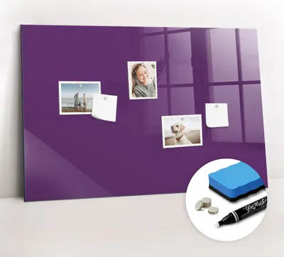 Produktbild von Magnetpinnwand Memoboard - Zubehörsatz - Weißer Marker + Schwamm + Magnete - 90 x 60 cm - Violette Farbe