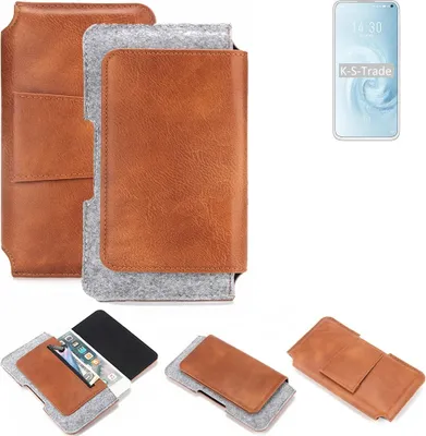 Produktbild von K-S-Trade Handyhülle Schutzhülle kompatibel mit Meizu 17 Pro Gürteltasche Holster Gürtel Tasche Smartphone Tasche Handy Hülle Polyurethan+ Filz, braun