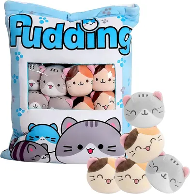 Productafbeelding van Sierkussen Kat - Pluche Kussen met Afneembaar Poesje - Decoratiekussen - Zacht - Voor Bank