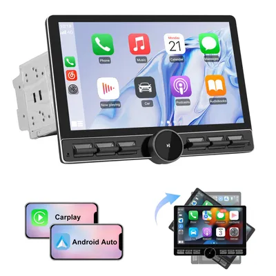 Immagine prodotto di Autoradio Android 2Din da 10", rotazione a 180°, con navigatore, Carplay, Bluetooth, 4G LTE, RDS, Wi-Fi, DSP e GPS DAB+. Memoria: 4+64GB. (Dispositivo di navigazione integrato)