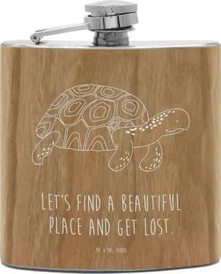 Produktbild von Mr. & Mrs. Panda Flachmann Schildkröte Marschieren - Transparent - Geschenk, Urlaub, Aus Edelstahl, Schildkröten, Hip Flask, Schnaps, Abenteuer, Alkoholflasche