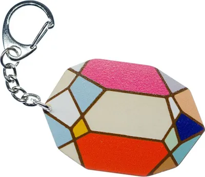 Produktbild von Holz Diamant Schlüsselanhänger Miniblings geometrisches Muster Edelstein bunt