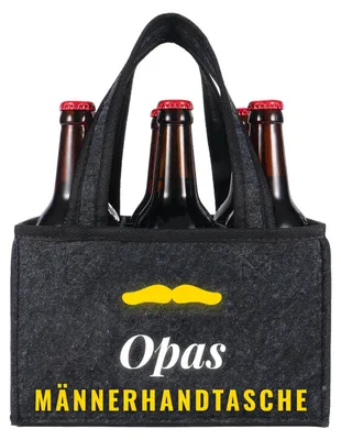 Opa Herrenhandtasche Filz Bierträger für 6 Flaschen, grau