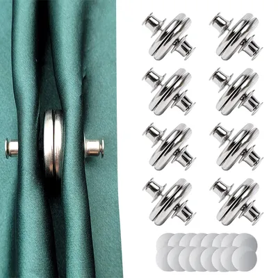 Produktbild von Magnetische Gardinenhalter, Magnetknöpfe für Gardinen, Fenstergardinen, Tischdecken, Dekoration für Zuhause, Büro und Café (silber)