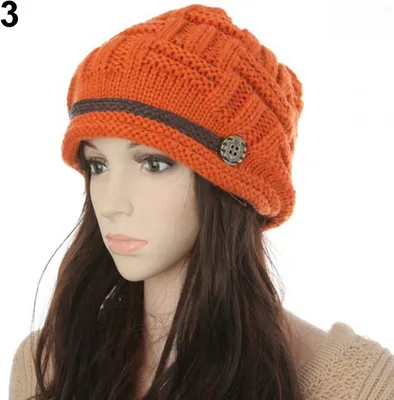 Produktbild von Damenmode Geflochtener Herbst Winter Warme Baggy Beanie Strick Häkel-Skimütze