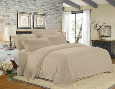 Zdjęcie produktu dla Pościel hotelowa z mikrofibry JASMINE PURE jasnobrązowa - pasek 2 cm, kieszeń hotelowa Wymiary pościeli: 70 x 90 cm | 140 x 200 cm