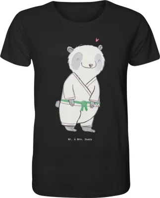Produktbild von Mr. & Mrs. Panda Herren-T-Shirt Panda Jiu Jitsu Größe L - Schwarz - Geschenk, Shirt, T-Shirt, Selbstverteidigung, Oberteil, Tshirt, Baumwoll, Japanische Kampfkunst