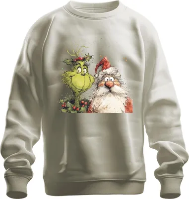 Zdjęcie produktu dla Grinch Ojciec Boże Narodzenie śmieszny prezent świąteczny kreskówka retro bluza uni pulower, natura, S