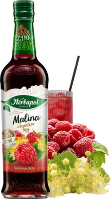 Produktbild von Herbapol Himbeere Lindenblüten Sirup 420ml - Getränkesirup für Wasser Vitamin C