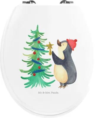 Produktbild von Mr. & Mrs. Panda Toilettendeckel Pinguin Weihnachtsbaum - Weiß - Geschenk, Klodeckel, Weihnachten, Winter, WC Sitz, Toiletten-Sitz, Klo-Deckel, Nikolaus, Brille