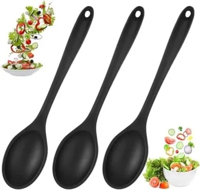 Obrázek produktu pro Sada silikonových lžic na vaření - 3-dílná - nepřilnavý povrch - 27 cm - Kuchyňská míchací lžíce