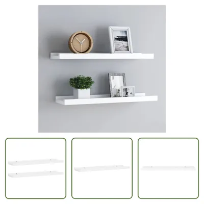 Image de The Living Store Baguettes à tableaux 2 pcs. Blanc 60x9x3 cm MDF