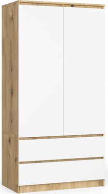 Kleiderschrank AKORD S90 Eiche Artisan Front Weiß B90 x H180 x T51 cm