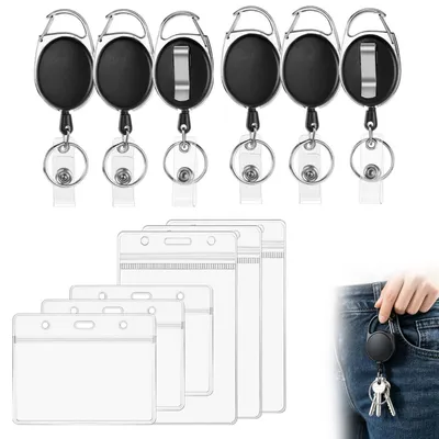 Image de Porte-clés rétractable avec étui pour carte d'identité
