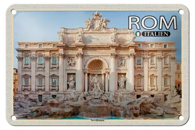 Produktbild von Blechschild Reise Rom Italien Trevi Brunnen Skulptur 18x12cm Schild