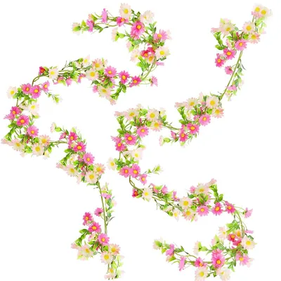 Produktbild von Künstliche Blumen Girlande Gänseblümchen Rosa Seidenblumen Hängend 2 Stück