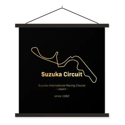 Produktbild von MuchoWow® Textilposter Suzuka - F1 - Rennstrecke 90x90 cm mit schwarzem Rahmen - Magnetisches