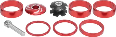 Image de 6 pièces d'entretoises pour casque de vélo en alliage d'aluminium, entretoises de potence de guidon de vélo pour VTT, rouge