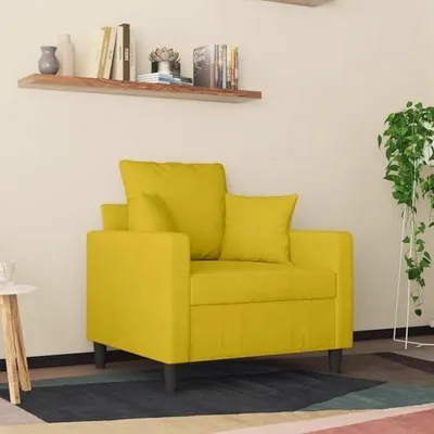Obrázok produktu pre Žlté zamatové kreslo, 60 cm – pohodlné kreslo do obývačky s kovovou konštrukciou a výplňou z peny