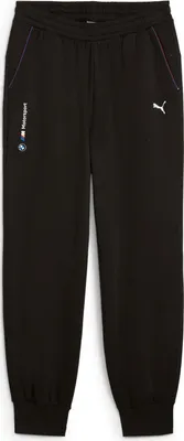 A pair of black Puma BMW MMS ESS Fleece Motorsport jogging pants for men, size XL.