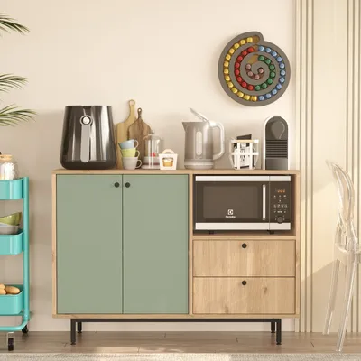 Produktbild von Skye Decor, RE2-SY, Mehrzweckschrank, Eiche, 100 % MELAMINBESCHICHTETE SPANPLATTEN, 120 x 35,5 x 85 cm