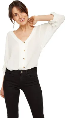 Produktbild von Pieces Sanne Fold-up Bluse Mit 3/4-ärmeln Weiß XS Frau Weiß XS