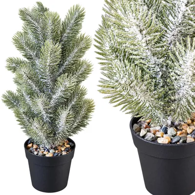 Obrázok produktu pre Umelý vianočný stromček zasnežená jedľa 35 cm v kvetináči dekorácia
