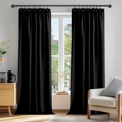 Produktbild von Verdunkelungsgardinen mit Kräuselband, Kälteschutz, 229x168cm, Schwarz, 2er Set