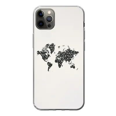 Produktbild von MuchoWow® Handyhülle Schutzhülle Hülle für iPhone 13 Pro Max Weltkarte - Zahlen - Schwarz Silikon Softcase Handy Hülle - Mobiltelefon