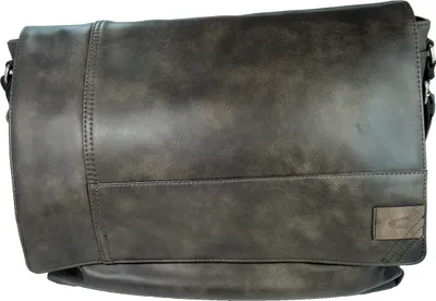 A messenger bag is shown against a white background.