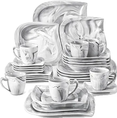 Produktbild von Porzellan-Geschirrset, elegantes Design, umweltfreundliches Material, GRAU 30-PCS