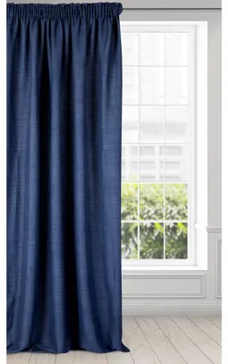 Gardine mit Faltenband, Polyester, blau, 140x270 cm