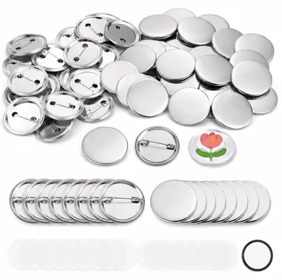 100 Stück 32 mm Button-Rohlinge mit Nadeln und Folie