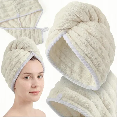 Produktbild von Mikrofaser-Turban, weiches, extrem saugfähiges Haartuch, beige