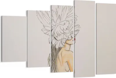 Produktbild von Bild auf Leinwand - Leinwandbild - 5 Teile - Mode Frau Zeichnung - 150x100cm - Wand Bild - Wanddeko - Wandbilder - Leinwanddruck - Bilder - Wanddekoration - Leinwand bilder - Wandbild - EG150x100-4873
