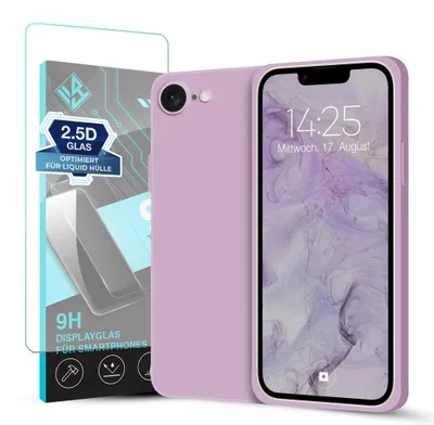 Produktbild von Hülle für Apple iPhone 17e mit 9H Displayglas Displayschutz Case Cover Bumper Smartphone Softgrip Schutzhülle Farbe: Lila