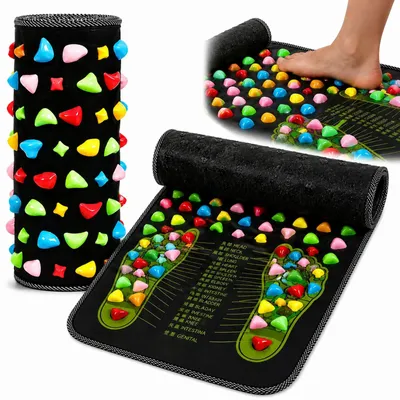 Produktbild von Fußmassage Matte Akupressurmatte Reflexzonenmatte 138x34 cm rutschfest Schwarz
