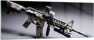 Produktbild von Bilder auf glas - Armee Gewehr - 140x50cm - Glasbilder - Wandbilder - Kunstdruck - zum Aufhängen bereit - Wanddekoration aus Glas - Glas Bilder - Wandbild auf Glas - Einteilig - GAB140x50-3768