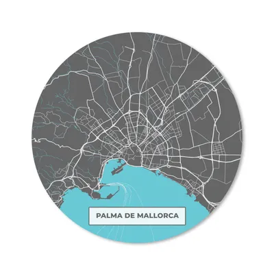 Produktbild von MuchoWow® Mauspad Mousepad Mallorca - Stadtplan - Blau - Karte 50x50 cm - Mousepads - Maus Mat - Pad - Mausunterlage - Vinyl