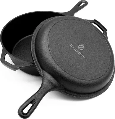 Produktbild von Famanu Gusseisenpfanne 2-in-1 mit Deckel zum Brotbacken - 26 cm, 3 l