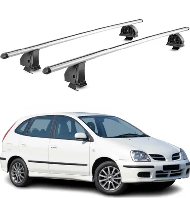 Productafbeelding van Draagbalken van aluminium voor Nissan Almera I Sedan (1995-2000), met T-gleuf, draagvermogen 75 kg, 2-delig, zilverkleurig