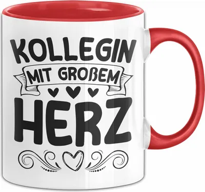 Produktbild von Kollegin Tasse Geschenk Mit Großem Herz Geschenkidee Für Die Beste Kollegin Geburtstag Weihnachten Geburtstag Kaffee-Becher (Rot)