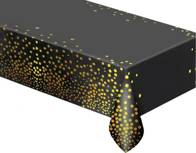 Zdjęcie produktu dla Obrus foliowy w złote kropki - czarny - 137x183 cm