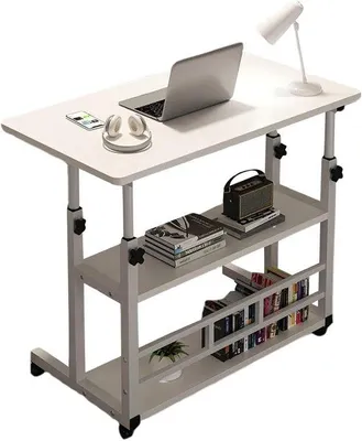 Productafbeelding van Verstelbare Tafel - Mobiel Bureau - Thuiswerken - Met Wielen - 82 cm - Kleur1
