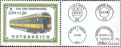 Produktbild von Briefmarken Österreich 2003 Mi 2414Zf mit Zierfeld (kompl.Ausg.) gestempelt Bahnpostwagen