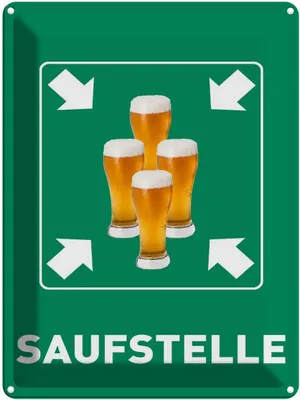 Produktbild von vianmo Blechschild 40x30 cm Saufstelle Biergläser Bier Spruch Zitat