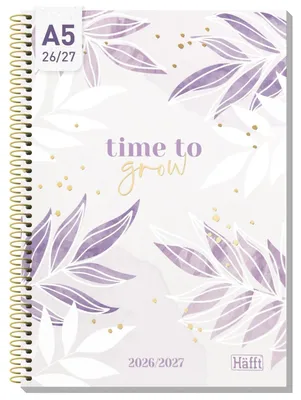 Produktbild von Häfft College-Timer - Schülerkalender 2026/2027 / A5 / Purple Leaves / Häfft-Verlag