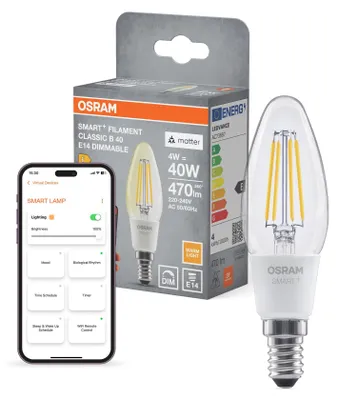 Obrázok produktu pre OSRAM 4099854530067 Klasické tvary žiaroviek s technológiou Matter Stmievateľné 4 W 470 lm